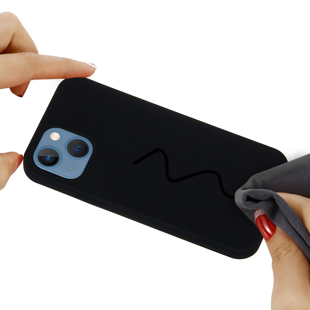 For iPhone 13 Protective surface Liquid Silicone Phone Back Case Protective Cover - Black