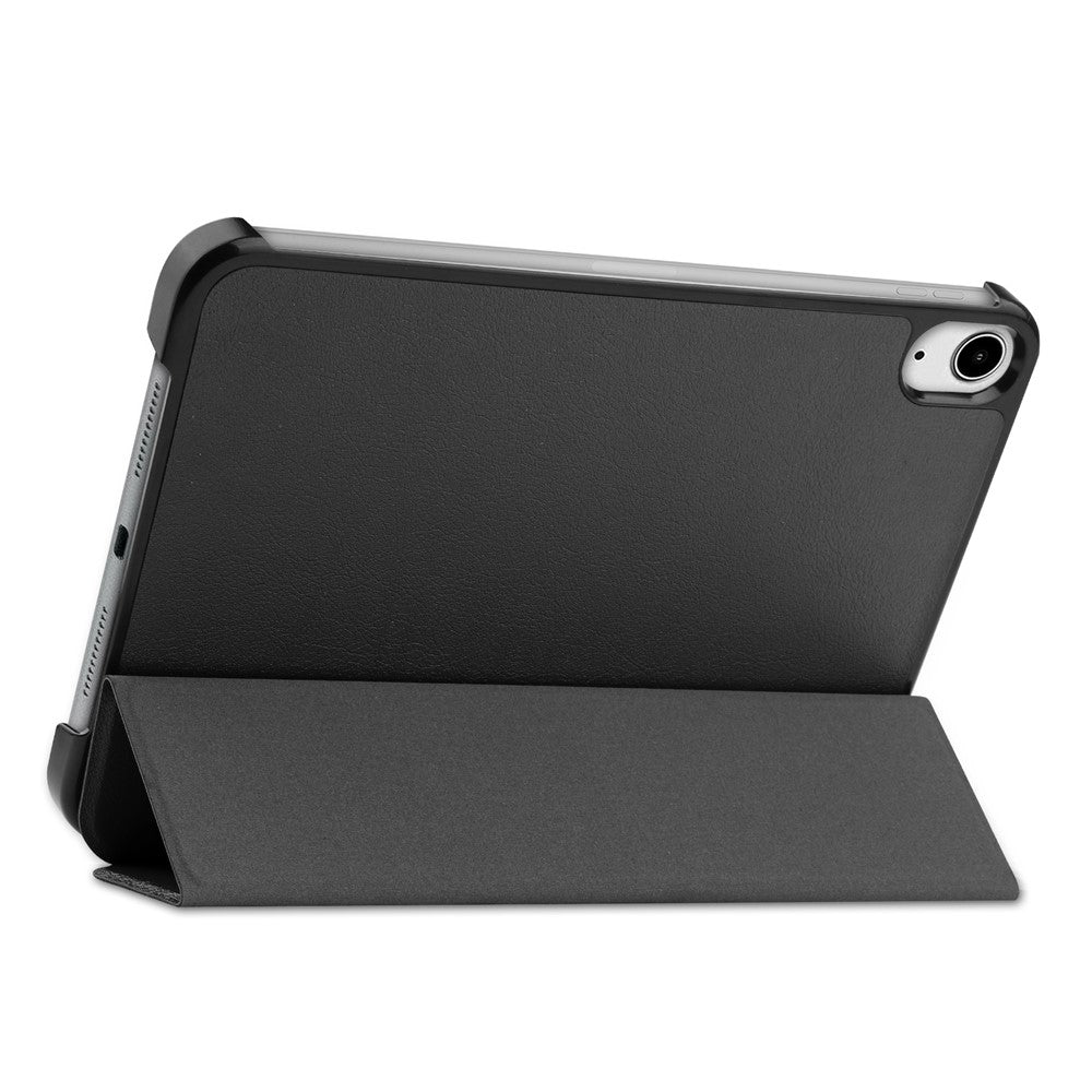 Tri-Fold Stand PU Leather Smart Tablet Protective Cover Tablet Case for iPad mini (2024) / mini (2021) - Black