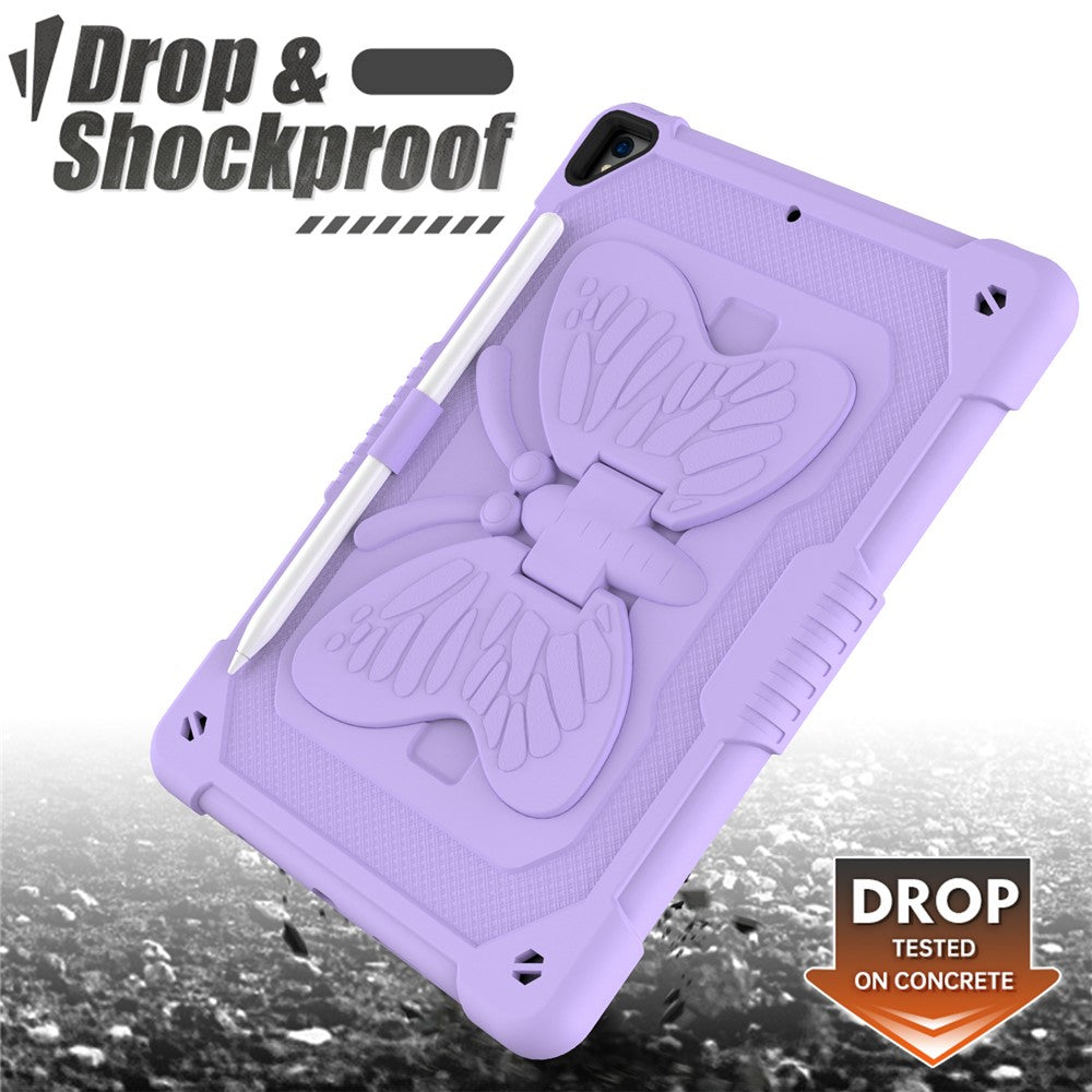 Butterfly Shape Kickstand Design PC + Silicone Tablet Cover Shell with Shoulder Strap for iPad 10.2 (2021) / (2020) / (2019) - Purple