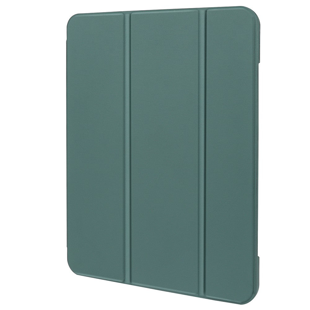 For iPad 10.2 (2020) / (2019) / (2021) Tri-fold Stand Protective Case Microfiber Leather + TPU + Silicone Wake/sleep Tablet Shell with Pen Slot - Dark Green