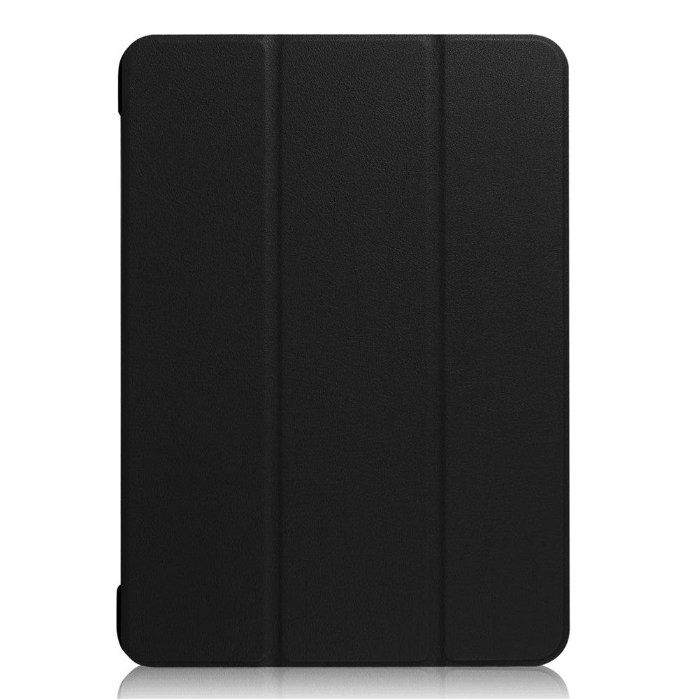 For iPad 9.7 (2018) / 9.7 (2017) Tri-fold Stand Lightweight Full Protection Smart Leather Tablet Case Cover - Black