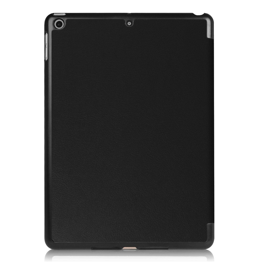 For iPad 9.7 (2018) / 9.7 (2017) Tri-fold Stand Lightweight Full Protection Smart Leather Tablet Case Cover - Black