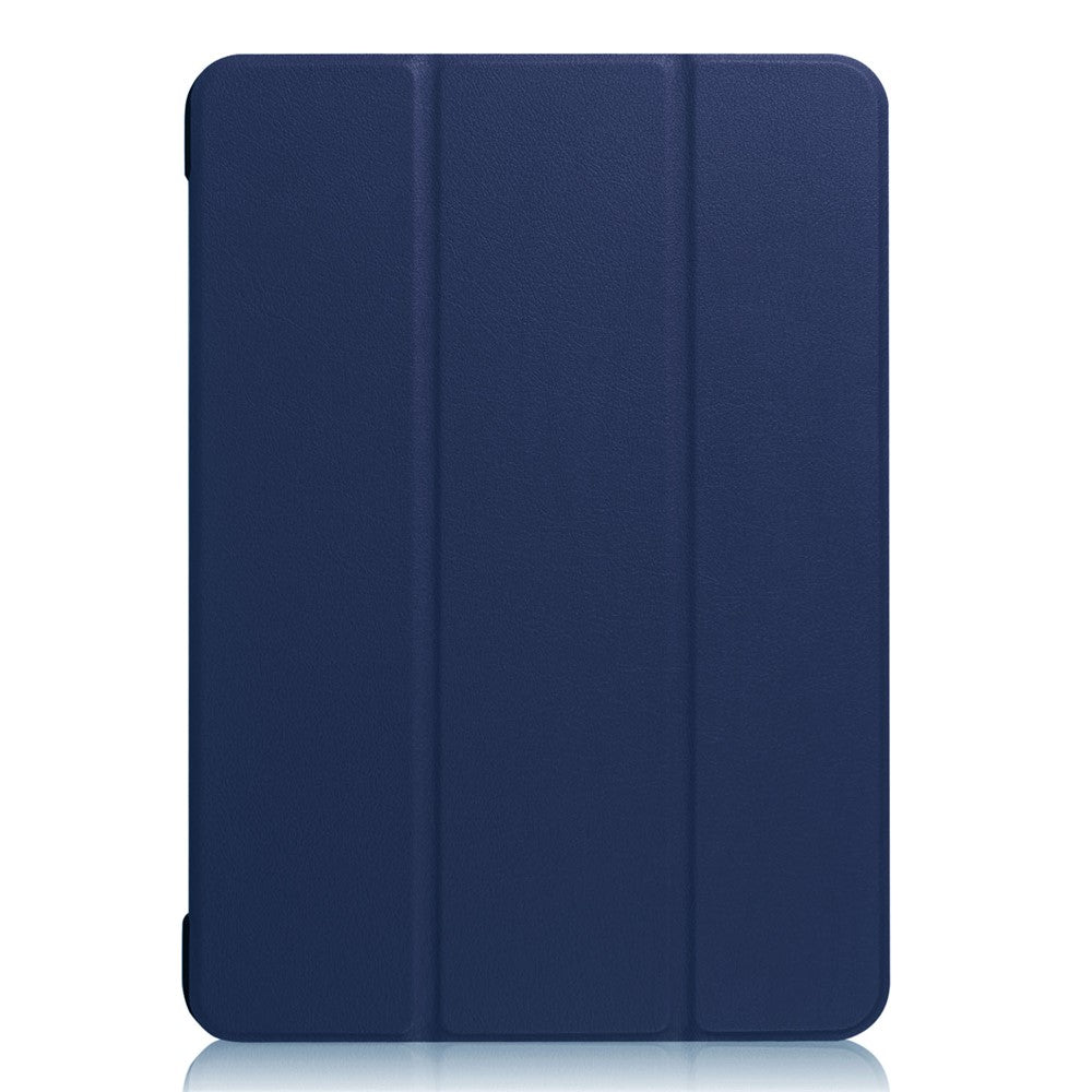 For iPad 9.7 (2018) / 9.7 (2017) Tri-Fold Stand Lightweight Full Protection Smart Leather Tablet Case Cover - Dark Blue