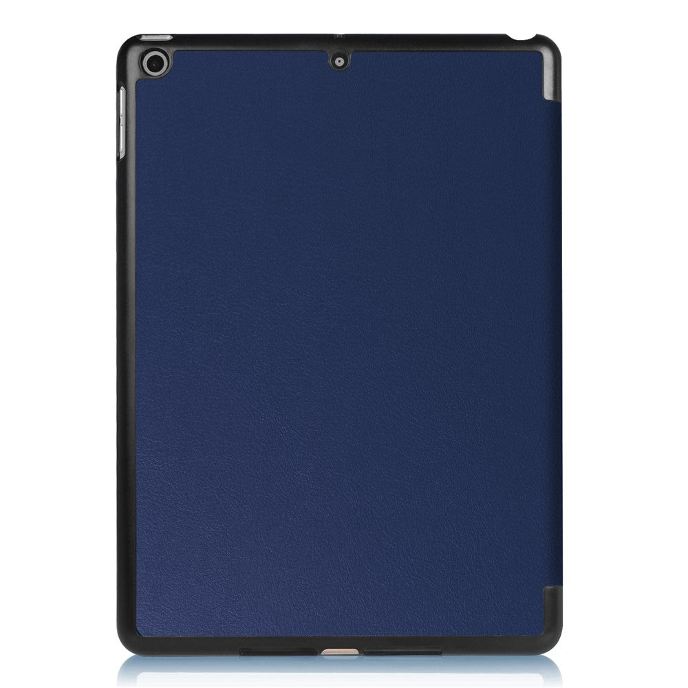 For iPad 9.7 (2018) / 9.7 (2017) Tri-Fold Stand Lightweight Full Protection Smart Leather Tablet Case Cover - Dark Blue