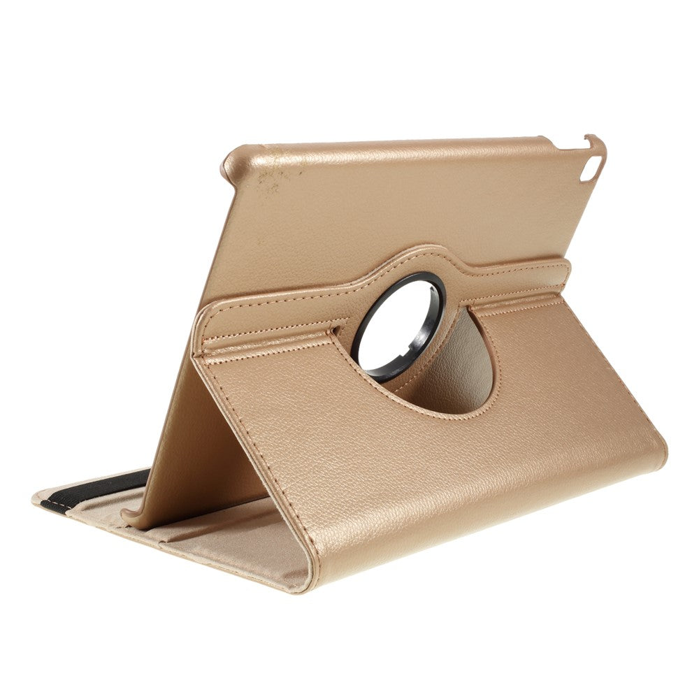 Leather Cover for iPad Air 10.5 (2019)/Pro 10.5 (2017)/iPad 10.2 (2021)/(2020)/(2019) Litchi Texture Rotary Stand Tablet Case - Gold