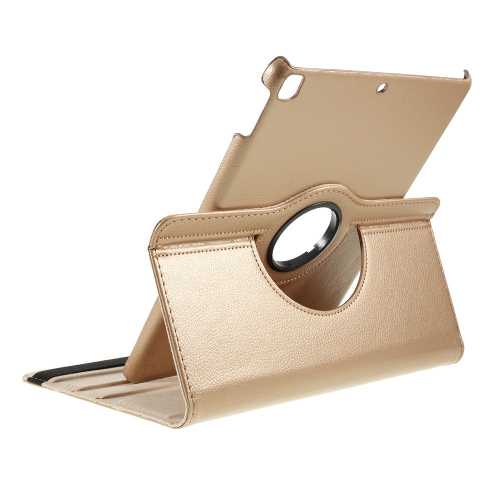 Leather Cover for iPad Air 10.5 (2019)/Pro 10.5 (2017)/iPad 10.2 (2021)/(2020)/(2019) Litchi Texture Rotary Stand Tablet Case - Gold