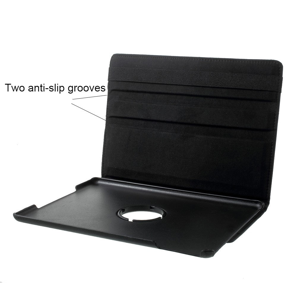 Leather Cover for iPad 9.7 (2018) / 9.7 (2017) / Air 2 / Air (2013) Rotary Stand Tablet Case with Elastic Band - Black