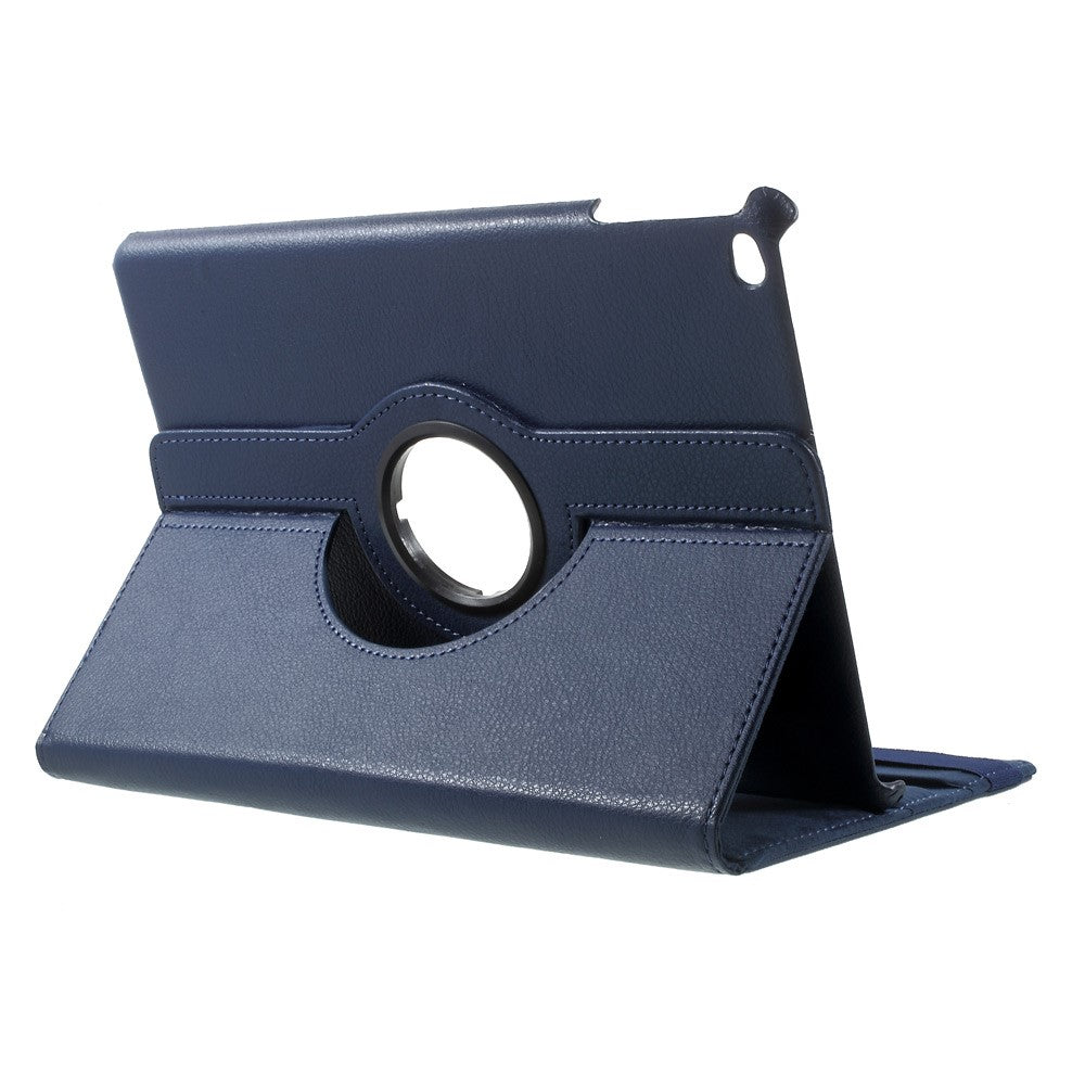 Leather Cover for iPad 9.7 (2018) / 9.7 (2017) / Air 2 / Air (2013) Rotary Stand Tablet Case with Elastic Band - Dark Blue