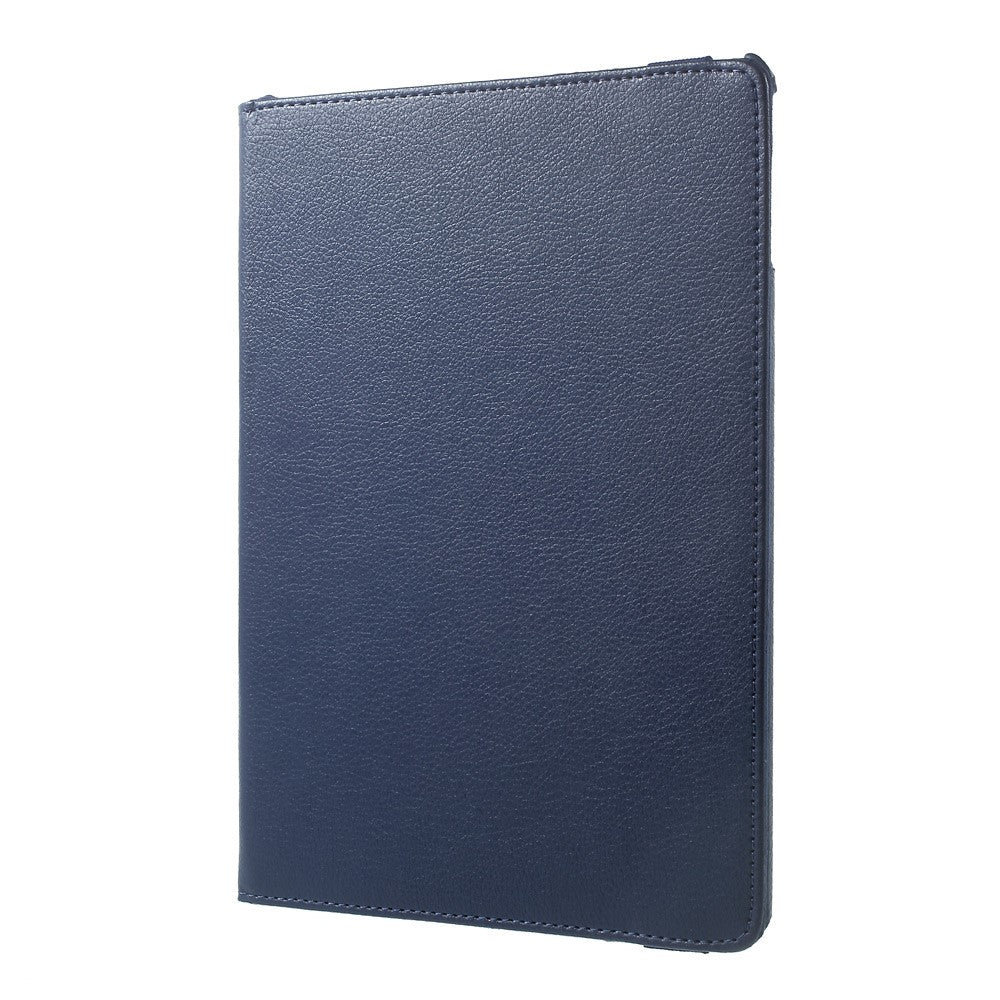 Leather Cover for iPad 9.7 (2018) / 9.7 (2017) / Air 2 / Air (2013) Rotary Stand Tablet Case with Elastic Band - Dark Blue