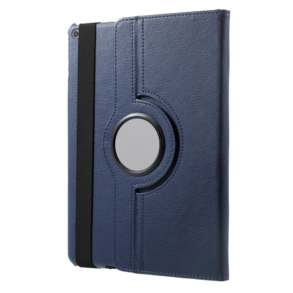 Leather Cover for iPad 9.7 (2018) / 9.7 (2017) / Air 2 / Air (2013) Rotary Stand Tablet Case with Elastic Band - Dark Blue