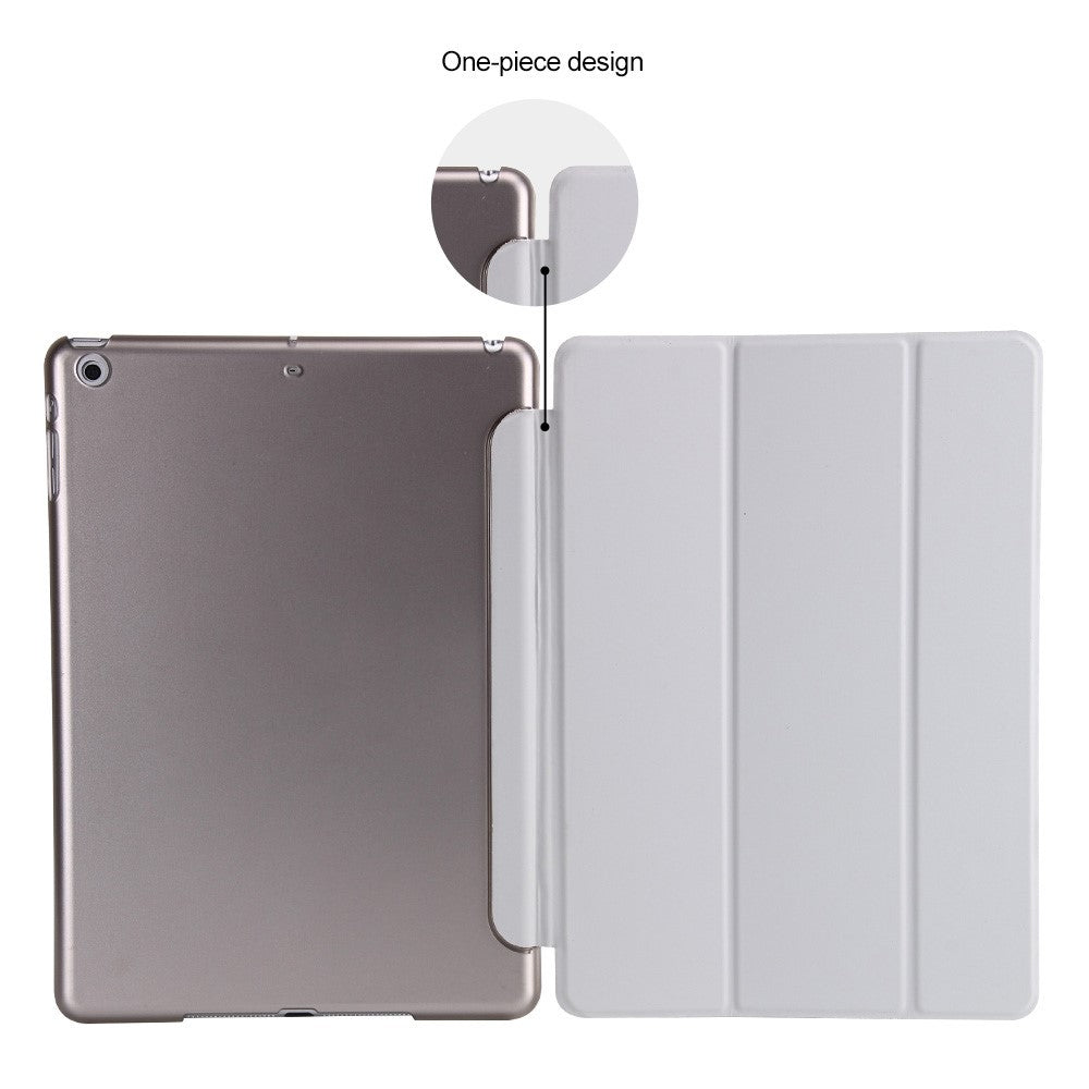 For iPad 9.7-inch (2018) / (2017) Magnetic Tri-Fold Stand Leather Case Smart Awake / Sleep Tablet Cover - Grey