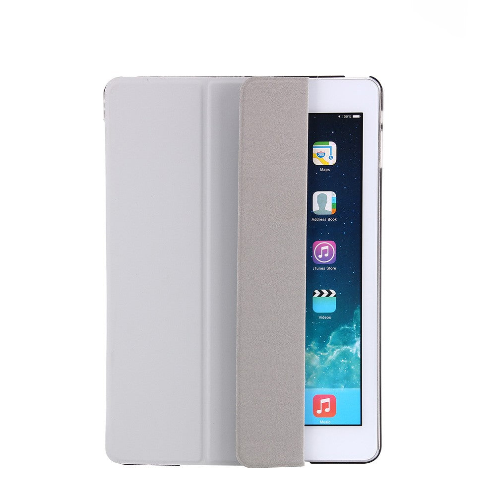 For iPad 9.7-inch (2018) / (2017) Magnetic Tri-Fold Stand Leather Case Smart Awake / Sleep Tablet Cover - Grey