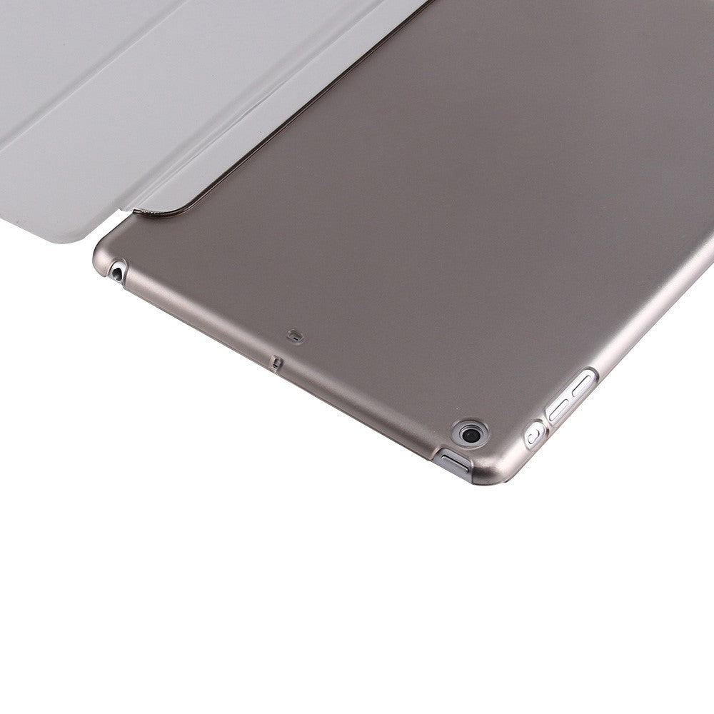 For iPad 9.7-inch (2018) / (2017) Magnetic Tri-Fold Stand Leather Case Smart Awake / Sleep Tablet Cover - Grey