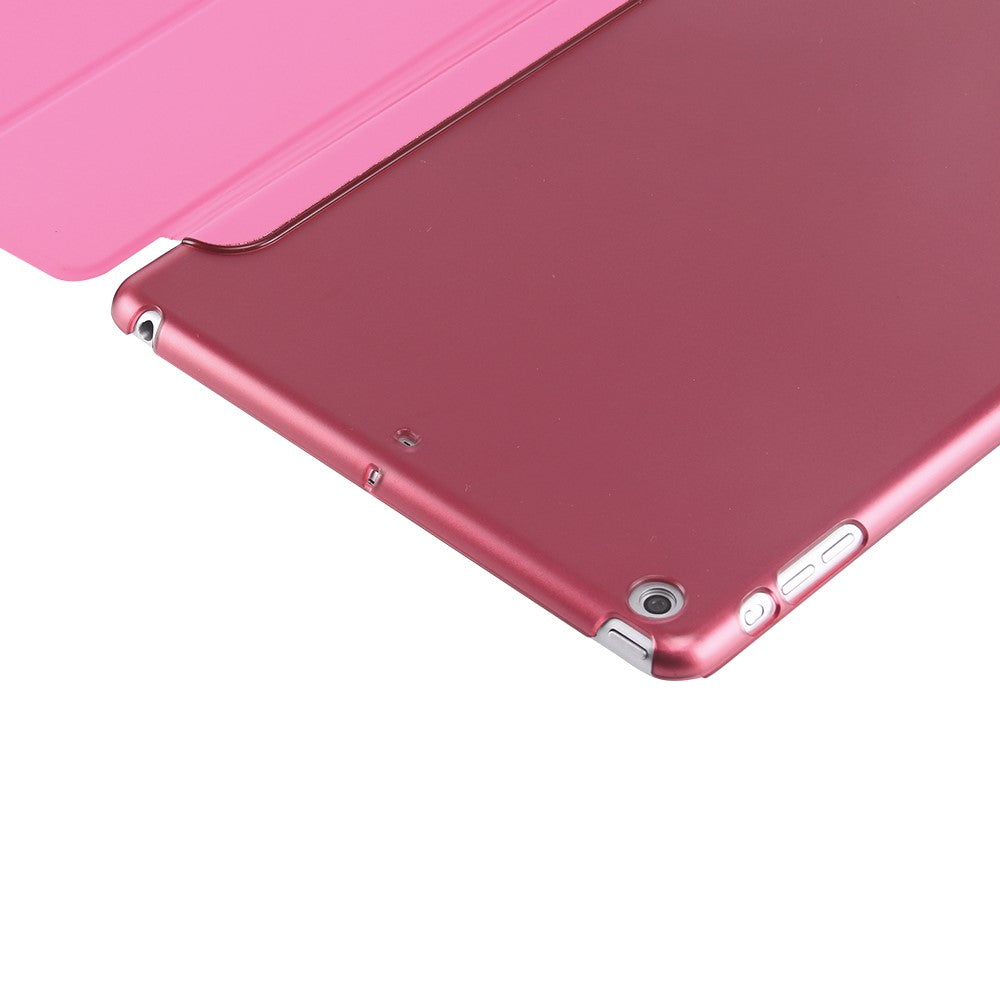 For iPad 9.7-inch (2018) / (2017) Magnetic Tri-Fold Stand Leather Case Smart Awake / Sleep Tablet Cover - Pink