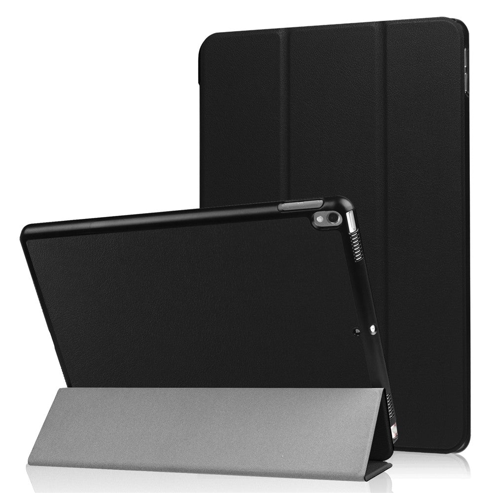 For iPad Pro 10.5 inch (2017)/Air 10.5 inch (2019) Slim Case Tri-fold Stand PU Leather Tablet Cover Protector - Black