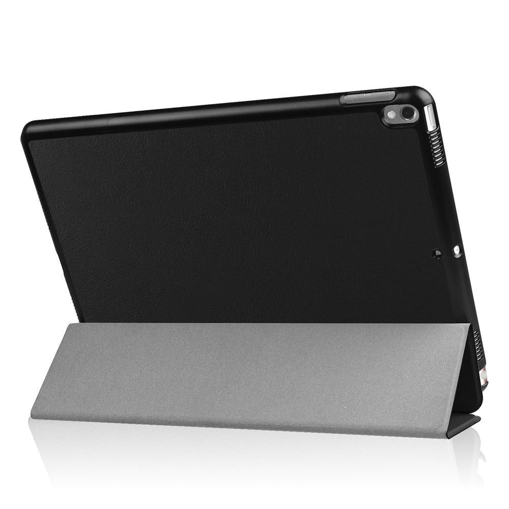 For iPad Pro 10.5 inch (2017)/Air 10.5 inch (2019) Slim Case Tri-fold Stand PU Leather Tablet Cover Protector - Black