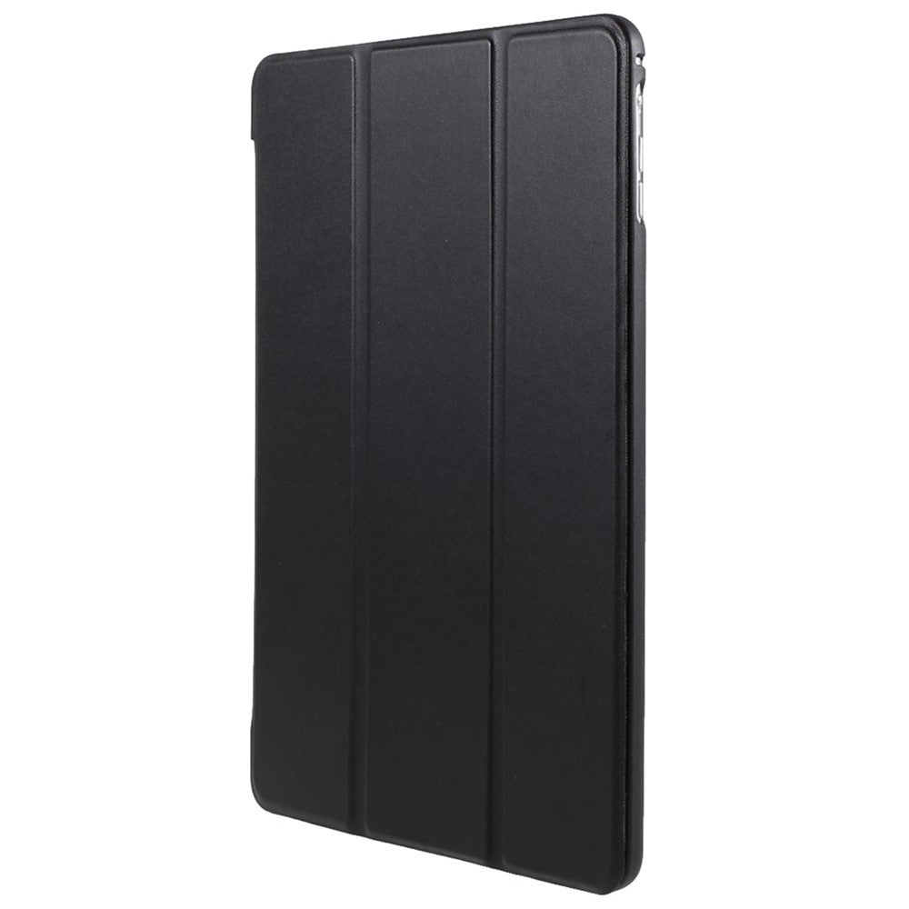PU Leather + Soft Silicone Back Shell Tri-fold Stand Cover for iPad 9.7-inch (2018)/(2017) - Black