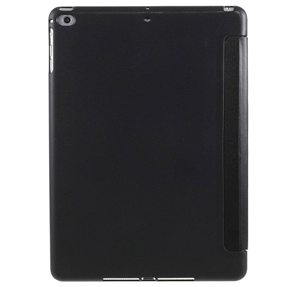 PU Leather + Soft Silicone Back Shell Tri-fold Stand Cover for iPad 9.7-inch (2018)/(2017) - Black