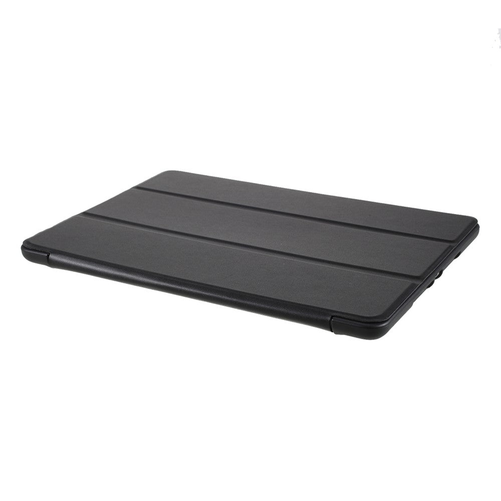 PU Leather + Soft Silicone Back Shell Tri-fold Stand Cover for iPad 9.7-inch (2018)/(2017) - Black