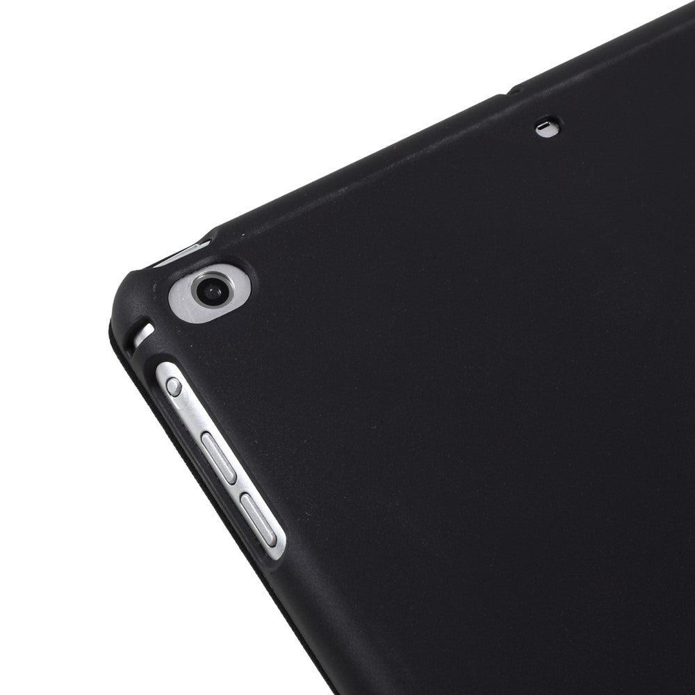 PU Leather + Soft Silicone Back Shell Tri-fold Stand Cover for iPad 9.7-inch (2018)/(2017) - Black