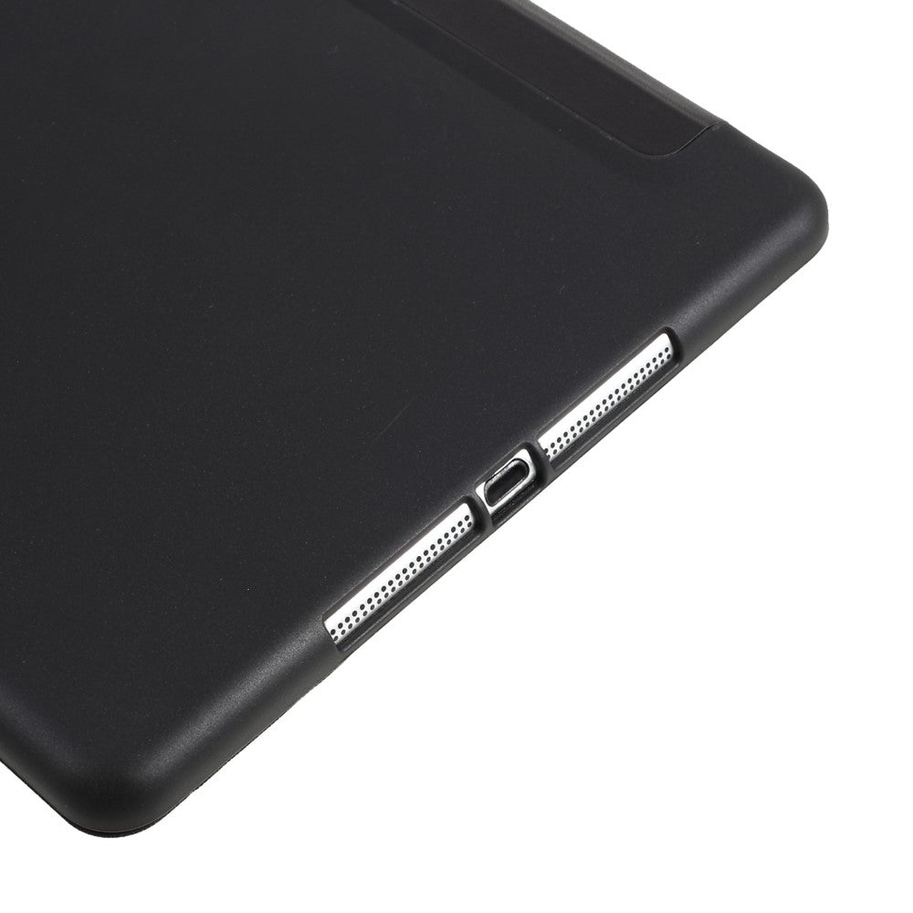 PU Leather + Soft Silicone Back Shell Tri-fold Stand Cover for iPad 9.7-inch (2018)/(2017) - Black