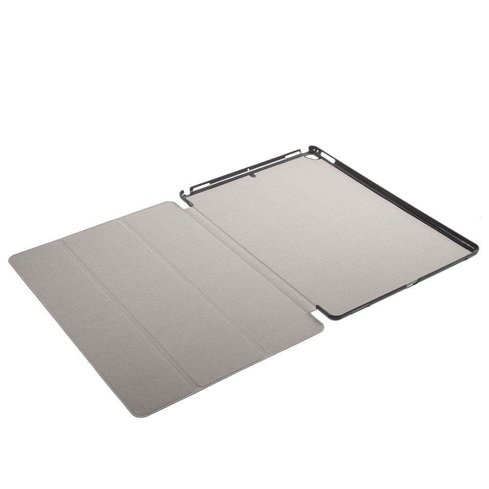 For iPad Pro 12.9 (2017) PU Leather Ultra Thin Tri-Fold Stand Auto Sleep / Wake Tablet Cover - Black