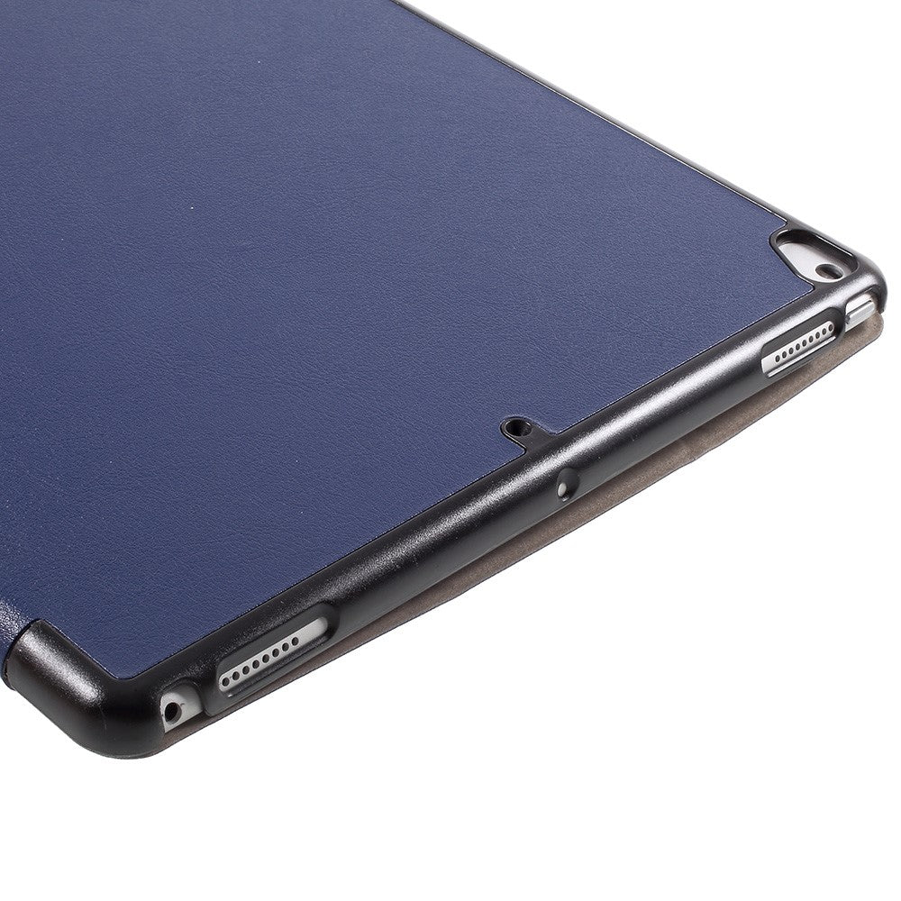 For iPad Pro 12.9 (2017) PU Leather Ultra Thin Tri-fold Stand Auto Sleep/Wake Tablet Cover - Dark Blue