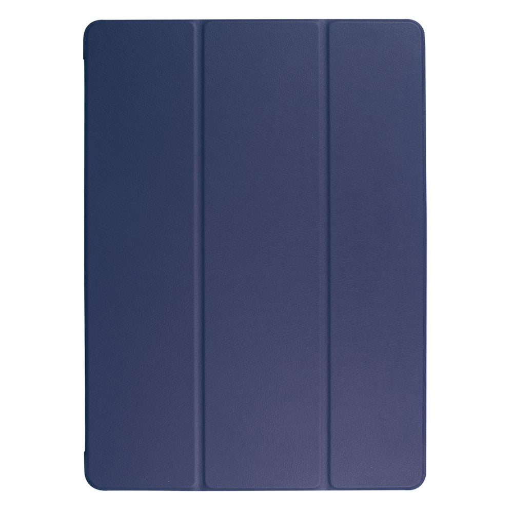 For iPad Pro 12.9 (2017) PU Leather Ultra Thin Tri-fold Stand Auto Sleep/Wake Tablet Cover - Dark Blue