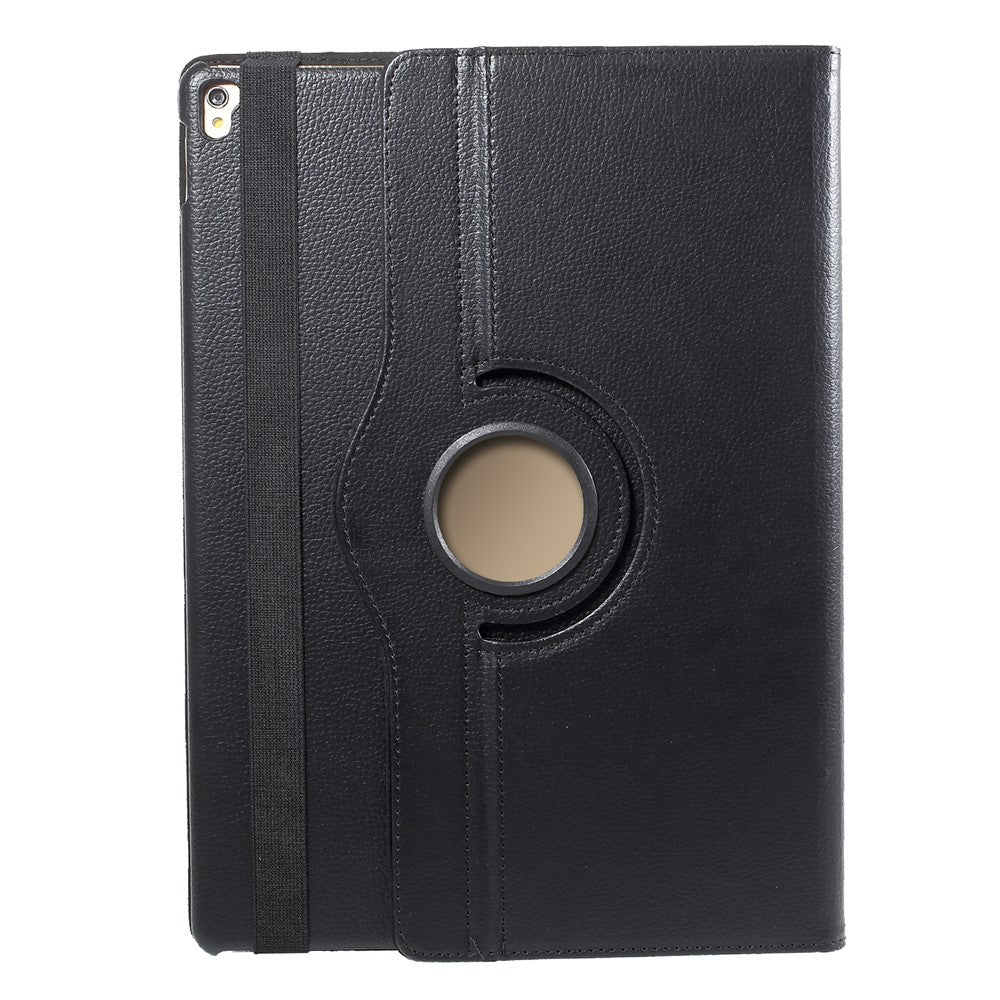 For iPad Pro 12.9-inch (2017) Litchi Texture Leather Tablet Cover 360-Degree Swivel Stand Shell - Black