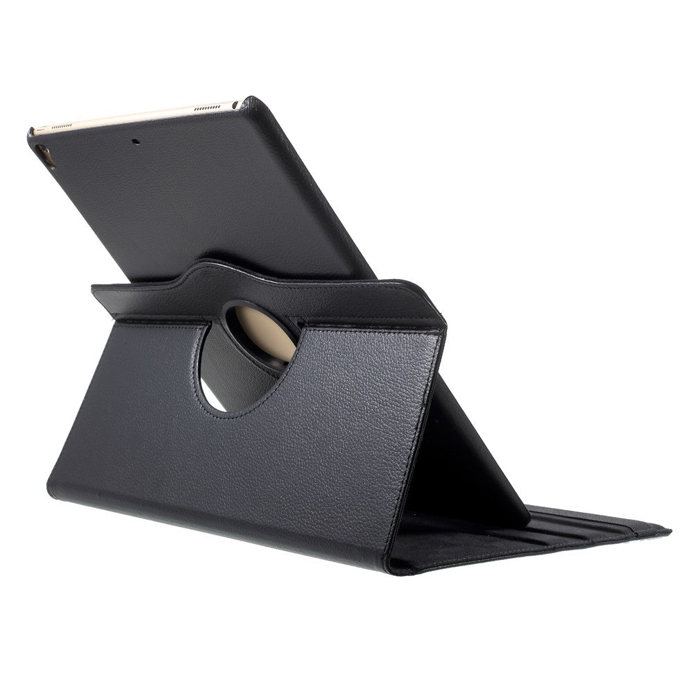 For iPad Pro 12.9-inch (2017) Litchi Texture Leather Tablet Cover 360-Degree Swivel Stand Shell - Black