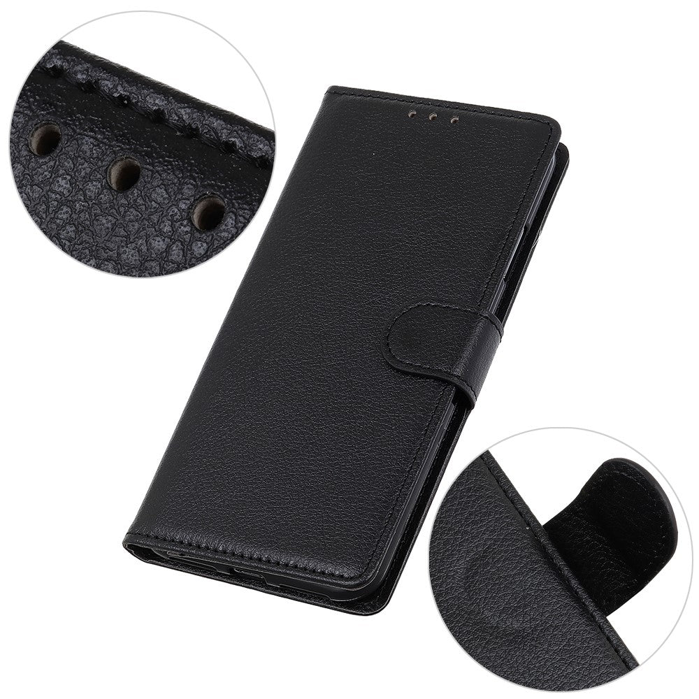 For Samsung Galaxy A32 5G / M32 5G Classic Litchi Texture Leather Phone Case with Wallet + Stand - Black