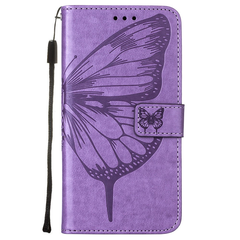 Imprint Butterfly Flower Pattern Wallet Stand Leather Case for Samsung Galaxy A52 4G/5G / A52s 5G - Purple