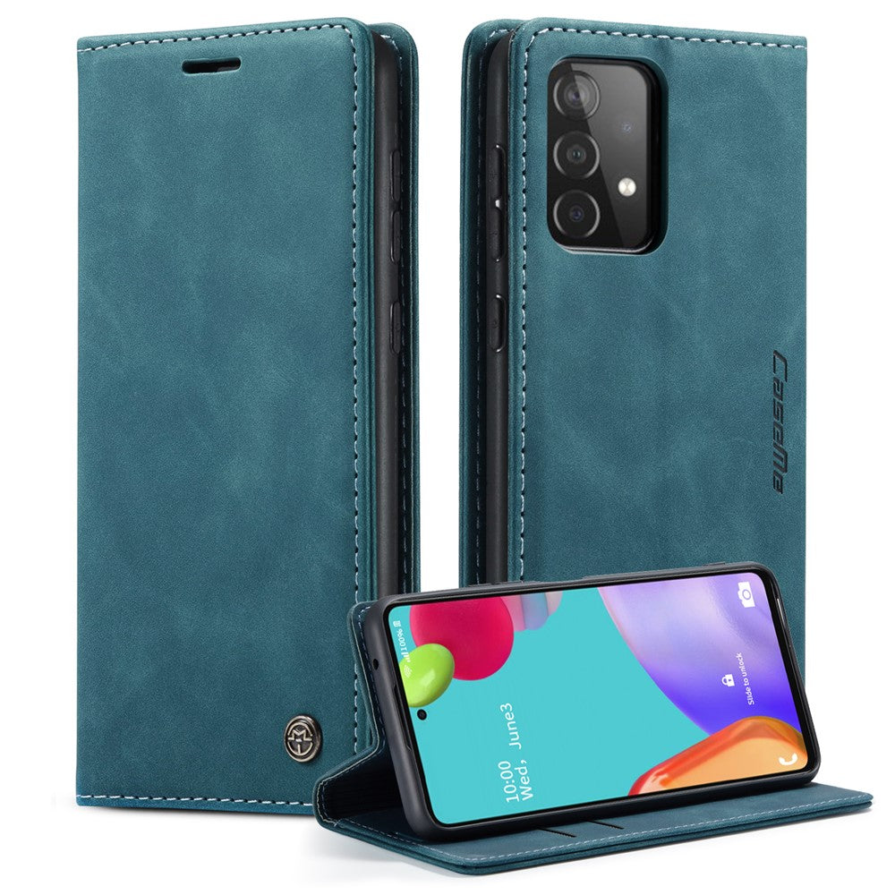 Leather Cover for Samsung Galaxy A52 5G/A52 4G/A52s 5G Magnetic Auto-absorbed Wallet Stand Case - Blue