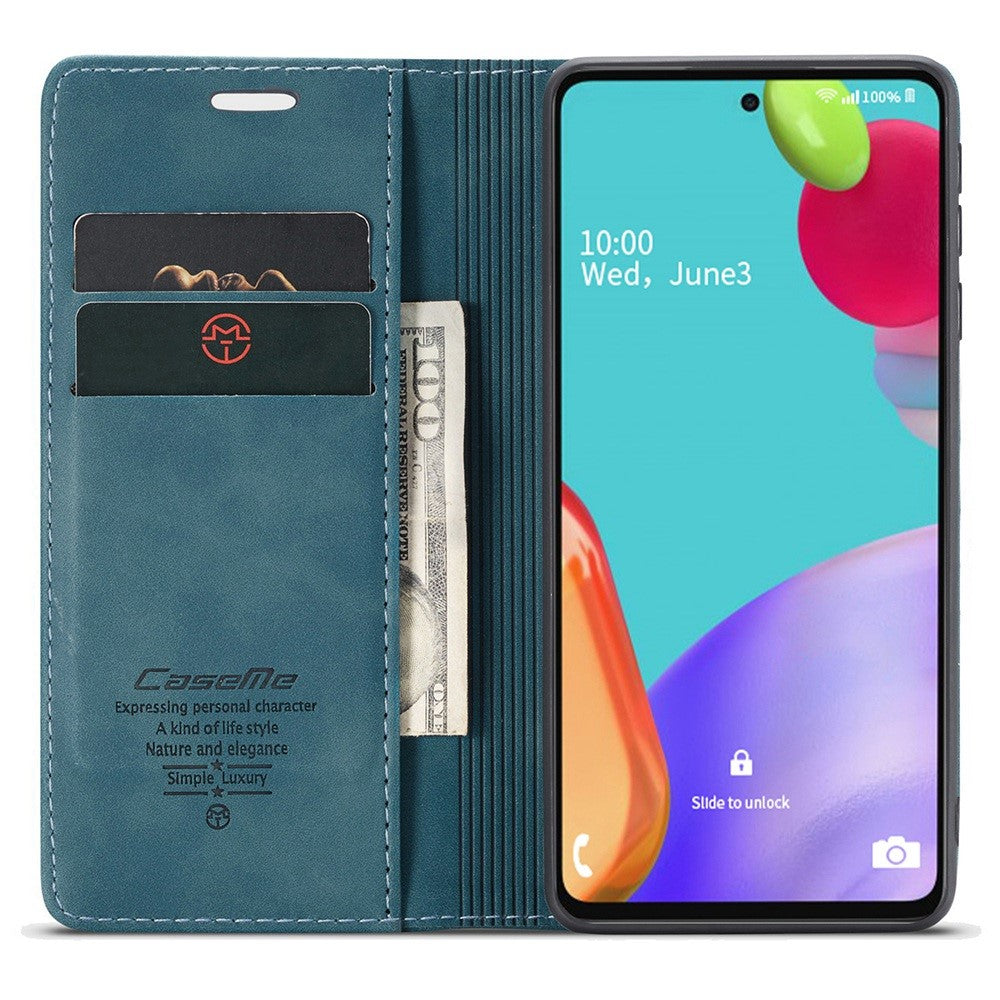 Leather Cover for Samsung Galaxy A52 5G/A52 4G/A52s 5G Magnetic Auto-absorbed Wallet Stand Case - Blue