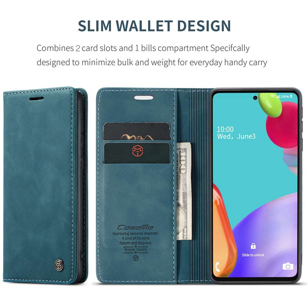 Leather Cover for Samsung Galaxy A52 5G/A52 4G/A52s 5G Magnetic Auto-absorbed Wallet Stand Case - Blue