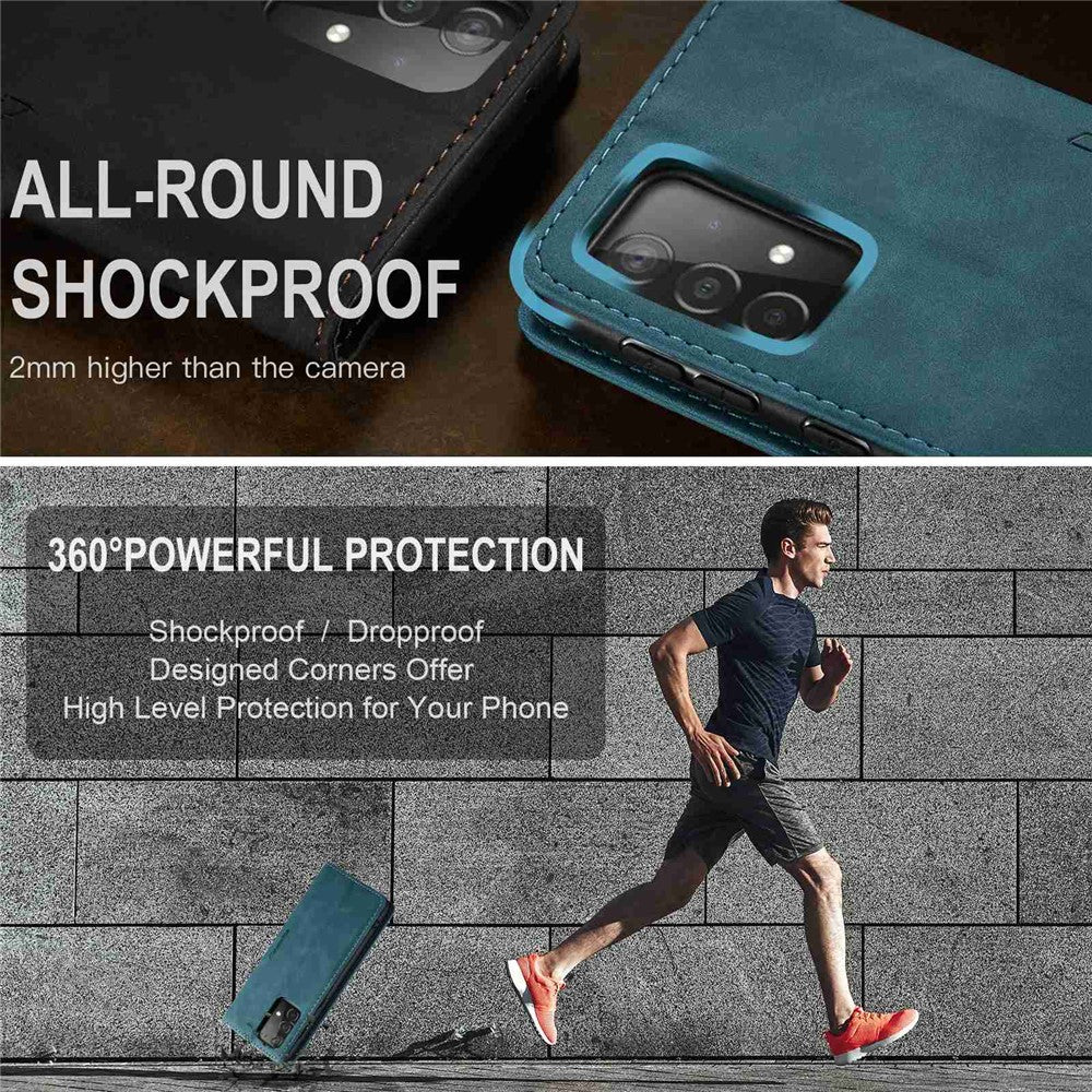 Leather Cover for Samsung Galaxy A52 5G/A52 4G/A52s 5G Magnetic Auto-absorbed Wallet Stand Case - Blue
