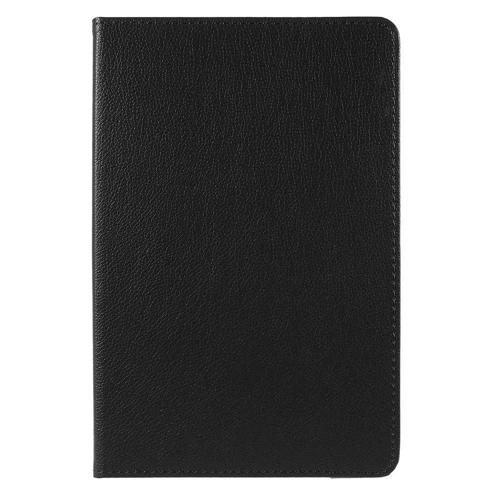 For Samsung Galaxy Tab A8 10.5 (2021) Litchi Texture PU Leather 360 Degree Swivel Stand Protective Tablet Case with Elastic Band - Black