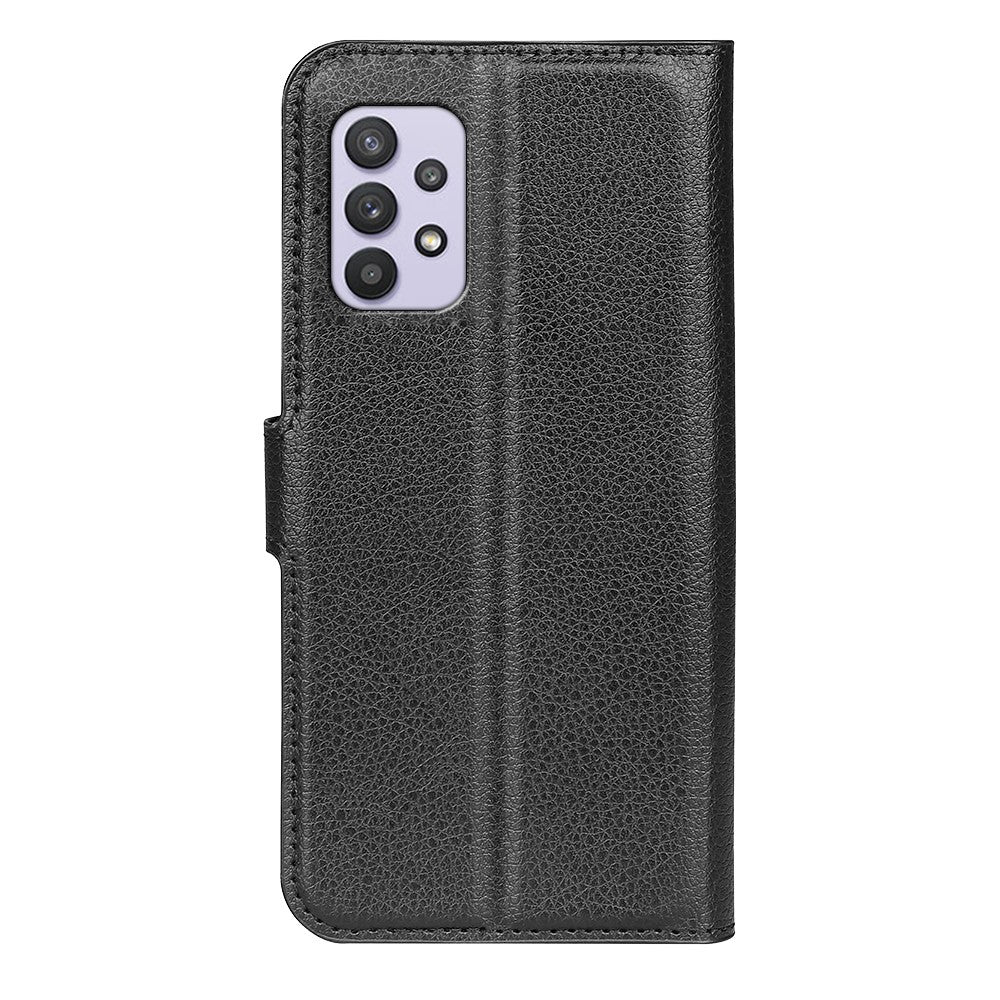 For Samsung Galaxy A53 5G Litchi Texture PU Leather Folio Case Magnetic Clasp Protective surface Phone Cover with Stand Wallet - Black