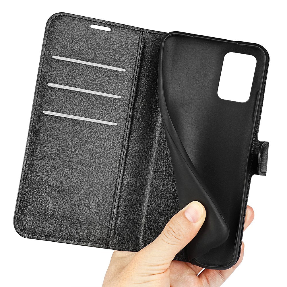 For Samsung Galaxy A53 5G Litchi Texture PU Leather Folio Case Magnetic Clasp Protective surface Phone Cover with Stand Wallet - Black