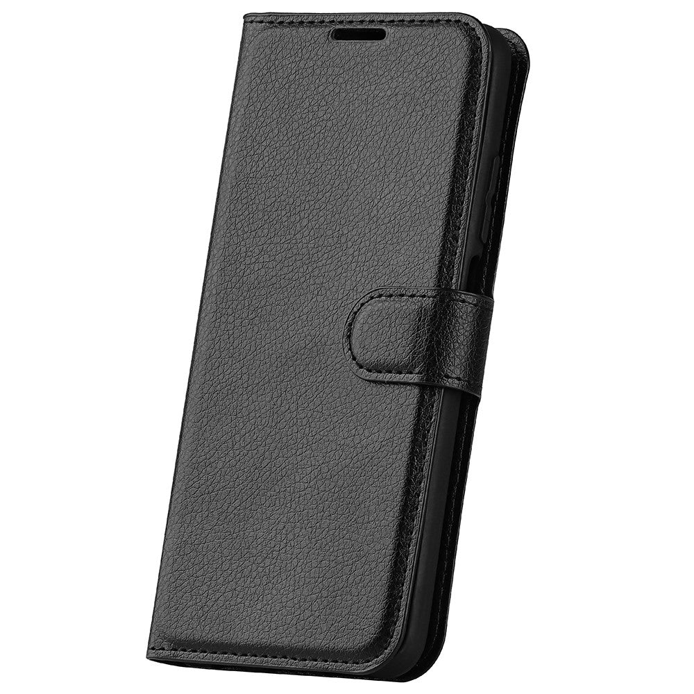 For Samsung Galaxy A53 5G Litchi Texture PU Leather Folio Case Magnetic Clasp Protective surface Phone Cover with Stand Wallet - Black