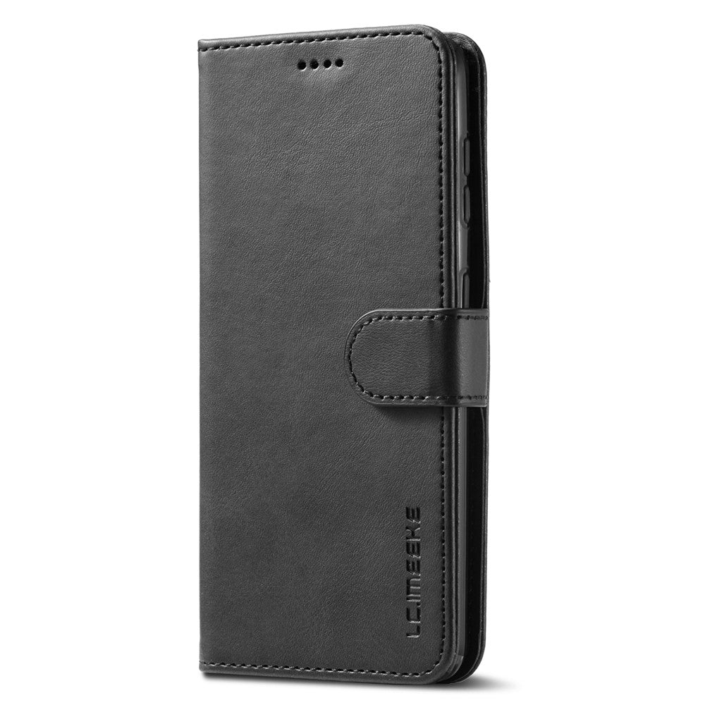 Fall Prevention Textured Wallet PU Leather Flip Folio Stand Case Mobile Phone Case Cover for Samsung Galaxy S22 5G - Black