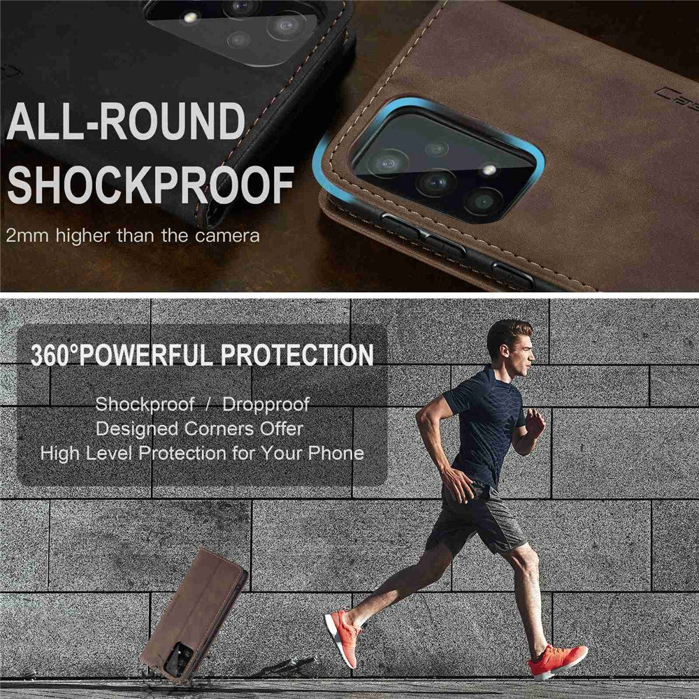 PU Leather Folio Phone Case Wallet Stand Design Lightweight Auto-absorbed Phone Covering for Samsung Galaxy A53 5G - Coffee