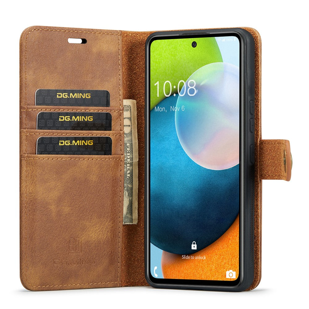 for Samsung Galaxy A53 5G Detachable Split Leather Flip Wallet Case Stand Magnetic Full Body Protective Phone Cover - Brown