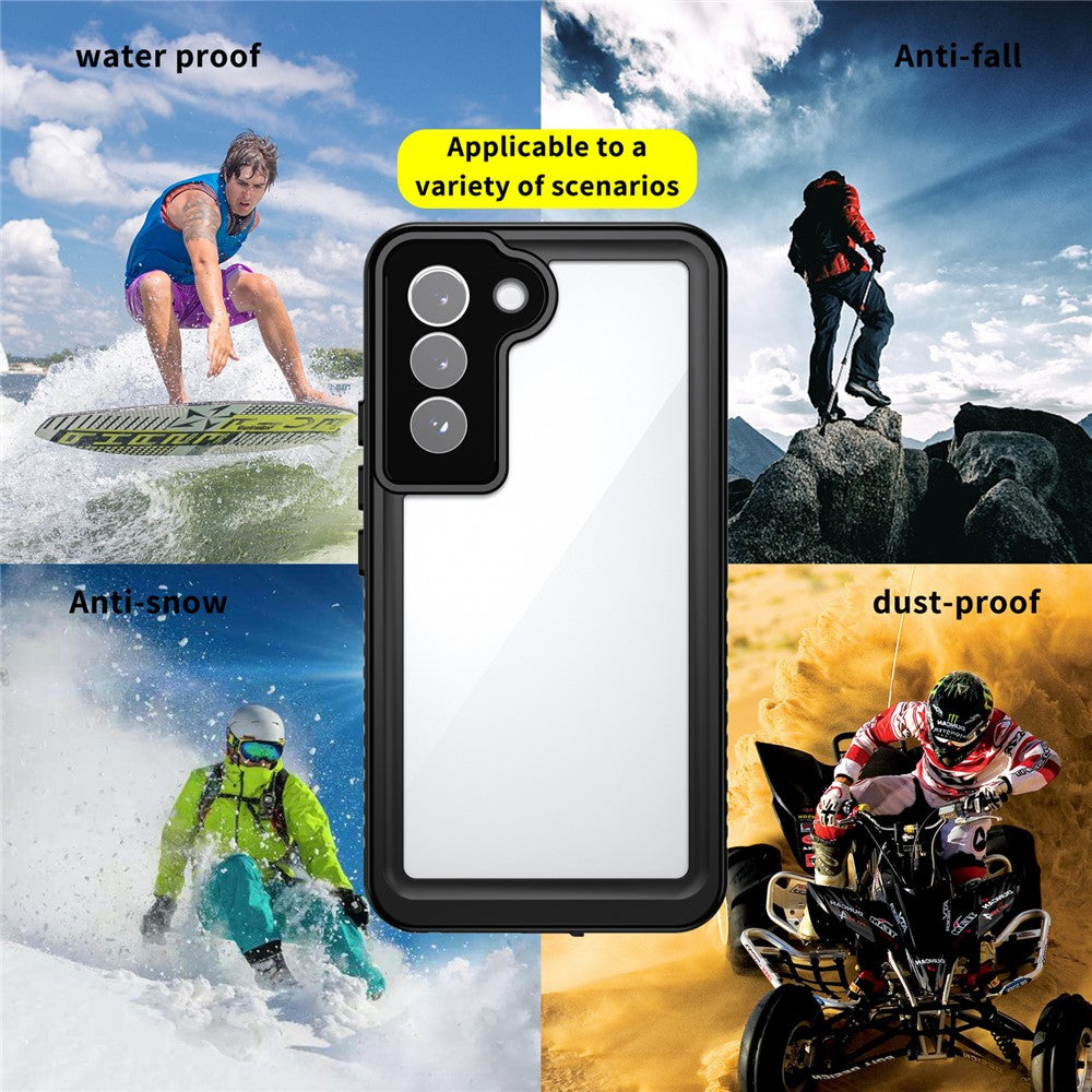 for Samsung Galaxy S22 5G Transparent IP68 Phone Case IP6X Defender Shell Fingerprint Unlock
