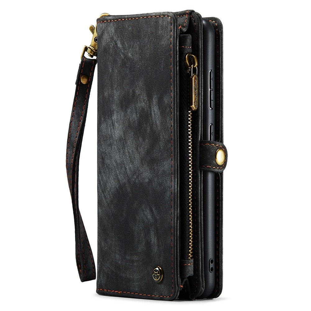 for Samsung Galaxy S22 5G PU Leather Detachable 2-in-1 Phone Case Multifunctional Wallet Stand Shell - Black