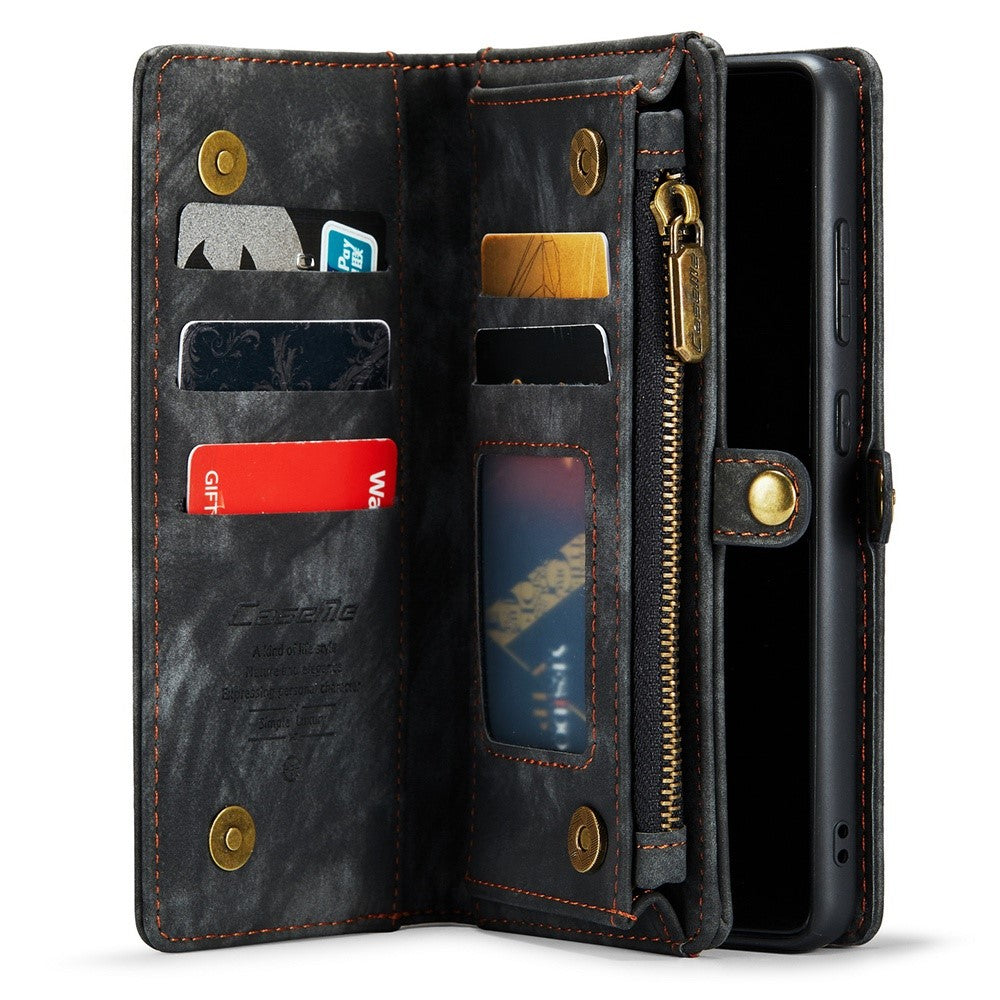for Samsung Galaxy S22 5G PU Leather Detachable 2-in-1 Phone Case Multifunctional Wallet Stand Shell - Black