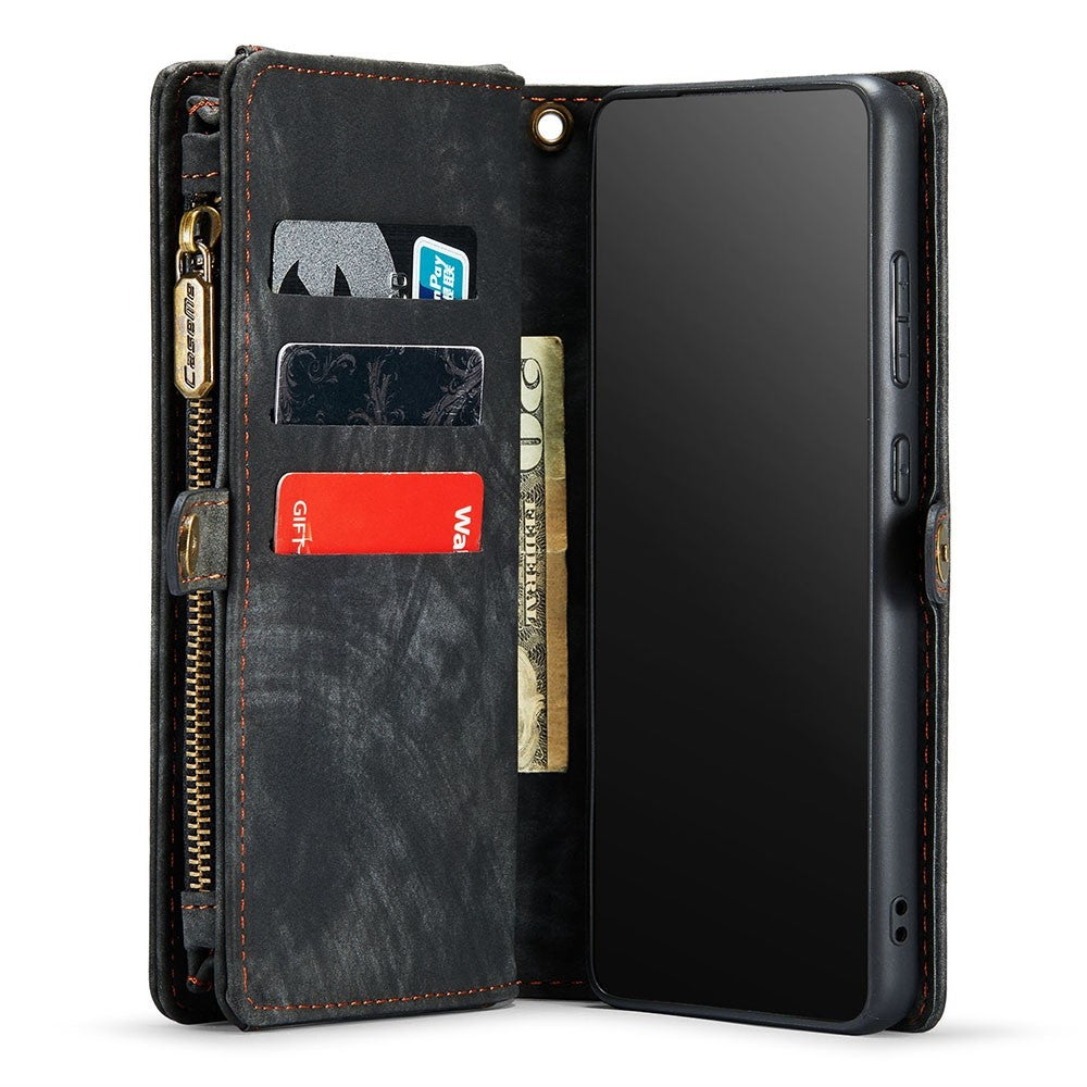for Samsung Galaxy S22 5G PU Leather Detachable 2-in-1 Phone Case Multifunctional Wallet Stand Shell - Black