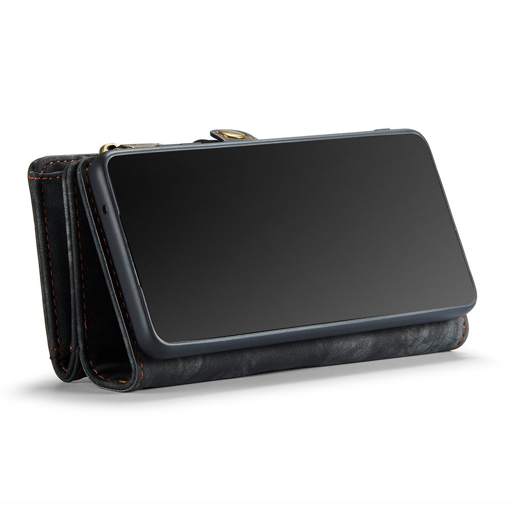 for Samsung Galaxy S22 5G PU Leather Detachable 2-in-1 Phone Case Multifunctional Wallet Stand Shell - Black