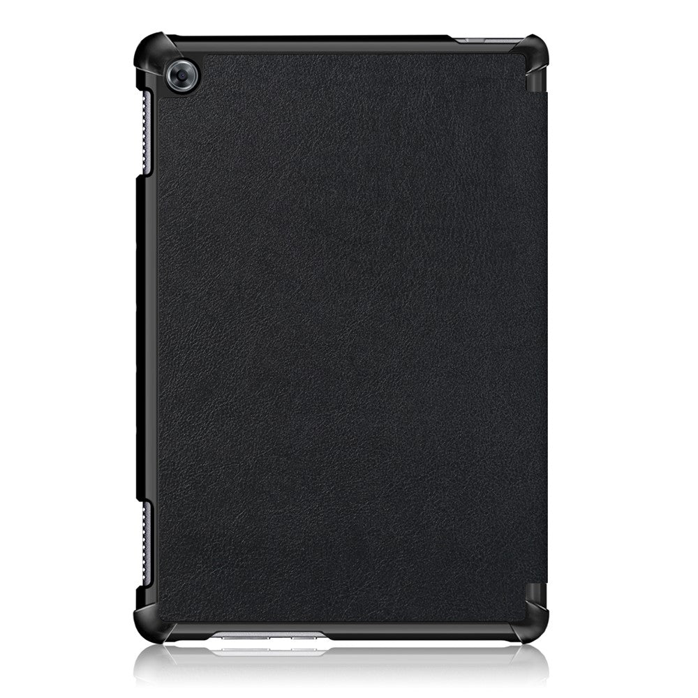 For Huawei Mediapad M5 Lite 10.1 Tri-fold Stand Auto-wake / sleep Smart Leather Case - Black