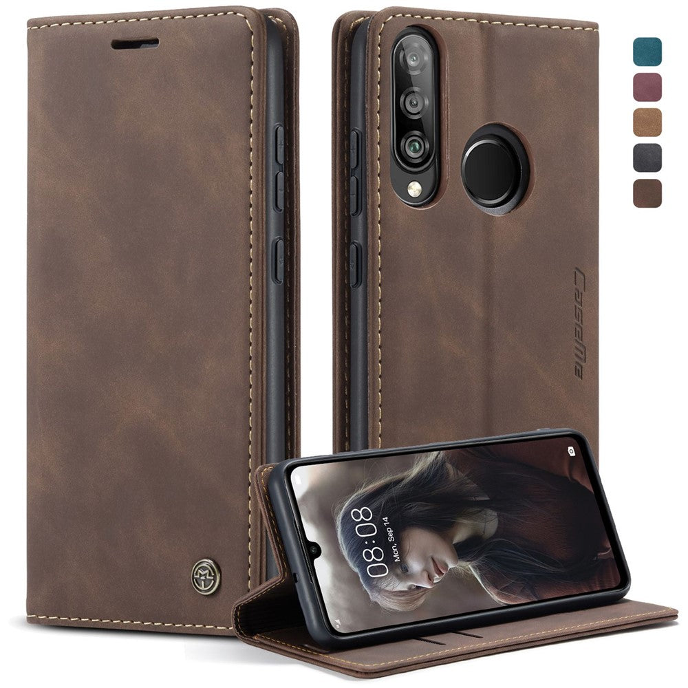 Auto-absorbed Leather Wallet Case for Huawei P30 Lite New Edition/P30 Lite/nova 4e - Coffee